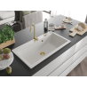 Mexen Slido 1-Bowl Granite Sink 900 x 500 mm, White, Gold Waste Trap - 6528901005-20-G