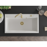 Mexen Slido 1-Bowl Granite Sink 900 x 500 mm, White, Gold Waste Trap - 6528901005-20-G