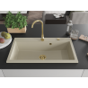 Mexen Slido 1-bowl granite kitchen sink 900 x 500 mm, beige, gold siphon - 6528901005-69-G