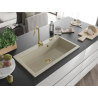 Mexen Slido 1-bowl granite kitchen sink 900 x 500 mm, beige, gold siphon - 6528901005-69-G
