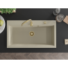 Mexen Slido 1-bowl granite kitchen sink 900 x 500 mm, beige, gold siphon - 6528901005-69-G