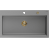 Mexen Slido granite kitchen sink with 1 bowl, 900 x 500 mm, gray, golden siphon - 6528901005-71-G