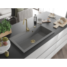 Mexen Slido granite kitchen sink with 1 bowl, 900 x 500 mm, gray, golden siphon - 6528901005-71-G