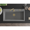 Mexen Slido single-bowl granite sink 900 x 500 mm, gray, gold siphon - 6528901005-71-G