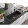 Mexen Slido Granit sink 1-bowl 900 x 500 mm, black/silver metallic, gold siphon - 6528901005-73-G