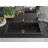 Mexen Slido 1-bowl granite sink 900 x 500 mm, black/metallic silver, gold drain trap - 6528901005-73-G