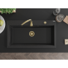 Mexen Slido 1-bowl granite sink 900 x 500 mm, black/metallic silver, gold drain trap - 6528901005-73-G