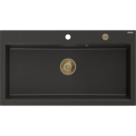 Mexen Slido 1-bowl granite sink 900 x 500 mm, black/gold metallic, gold siphon - 6528901005-75-G