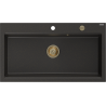 Mexen Slido 1-bowl granite sink 900 x 500 mm, black/gold metallic, gold siphon - 6528901005-75-G
