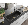 Mexen Slido 1-Bowl Granite Sink 900 x 500 mm, Black/Metallic Gold, Gold Siphon - 6528901005-75-G