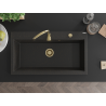 Mexen Slido 1-bowl granite sink 900 x 500 mm, black/gold metallic, gold siphon - 6528901005-75-G