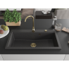 Mexen Slido 1-bowl granite kitchen sink 900 x 500 mm, speckled black, gold waste trap - 6528901005-76-G