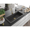 Mexen Slido 1-bowl granite kitchen sink 900 x 500 mm, speckled black, gold waste trap - 6528901005-76-G
