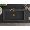 Mexen Slido granite sink 1-bowl 900 x 500 mm, black speckled, gold siphon - 6528901005-76-G