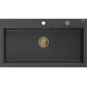 Mexen Slido granite sink 1-bowl 900 x 500 mm, black speckled, gold siphon - 6528901005-76-G