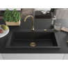 Mexen Slido 1-bowl granite sink 900 x 500 mm, black, gold waste trap - 6528901005-77-G