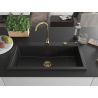 Mexen Slido granite kitchen sink 1-bowl 900 x 500 mm, black, golden siphon - 6528901005-77-G