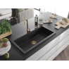 Mexen Slido granite kitchen sink 1-bowl 900 x 500 mm, black, golden siphon - 6528901005-77-G