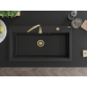 Mexen Slido granite kitchen sink 1-bowl 900 x 500 mm, black, golden siphon - 6528901005-77-G