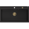 Mexen Slido 1-bowl granite sink 900 x 500 mm, black, gold waste trap - 6528901005-77-G