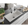 Mexen Slido 1-bowl granite kitchen sink, 900 x 500 mm, white, black waste trap - 6528901005-20-B