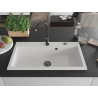 Mexen Slido granite kitchen sink 1-bowl 900 x 500 mm, white, black siphon - 6528901005-20-B
