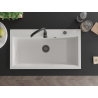 Mexen Slido granite kitchen sink 1-bowl 900 x 500 mm, white, black siphon - 6528901005-20-B