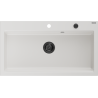 Mexen Slido granite kitchen sink 1-bowl 900 x 500 mm, white, black siphon - 6528901005-20-B