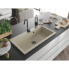Mexen Slido 1-bowl granite kitchen sink 900 x 500 mm, beige, black drain trap - 6528901005-69-B