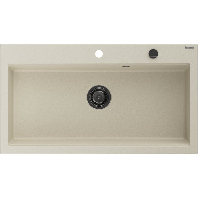 Mexen Slido granite sink 1-compartment 900 x 500 mm, beige, black siphon - 6528901005-69-B