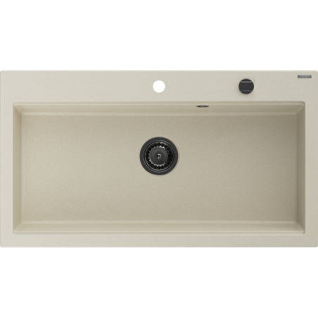 Mexen Slido granite sink 1-compartment 900 x 500 mm, beige, black siphon - 6528901005-69-B