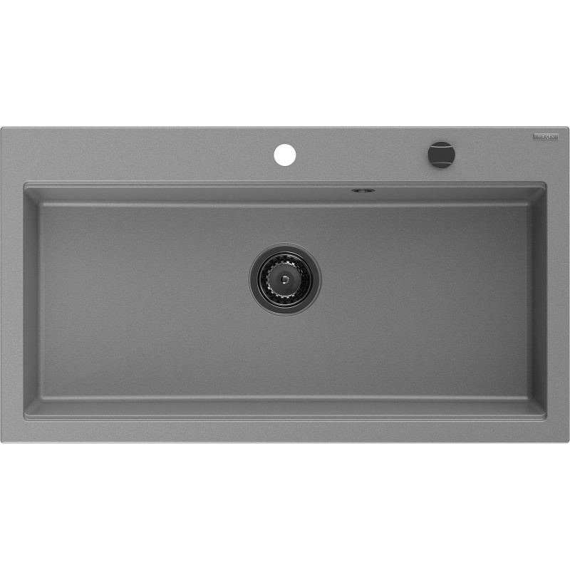 Mexen Slido granite sink 1-bowl 900 x 500 mm, gray, black siphon - 6528901005-71-B