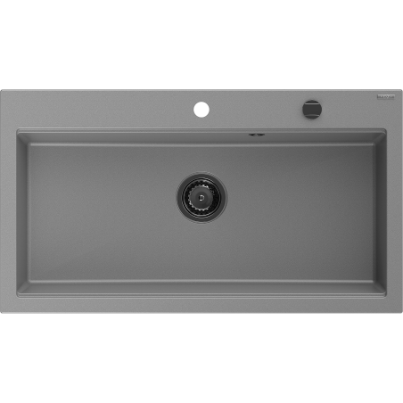 Mexen Slido 1-bowl granite kitchen sink 900 x 500 mm, grey, black waste trap - 6528901005-71-B