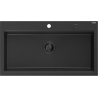 Mexen Slido 1-bowl granite kitchen sink, 900 x 500 mm, black/metallic silver, black waste trap - 6528901005-73-B