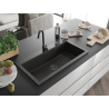 Mexen Slido granit sink 1-bowl 900 x 500 mm, black/gold metallic, black siphon - 6528901005-75-B