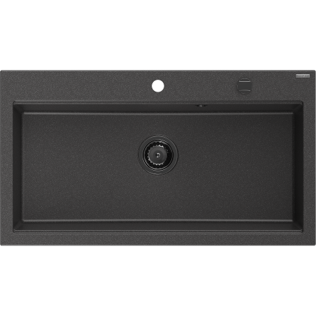 Mexen Slido granite sink 1-bowl 900 x 500 mm, black speckled, black siphon - 6528901005-76-B