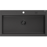 Mexen Slido granite sink 1-bowl 900 x 500 mm, black speckled, black siphon - 6528901005-76-B