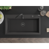 Mexen Slido 1-Bowl Granite Kitchen Sink 900 x 500 mm, Speckled Black, Black Waste Trap - 6528901005-76-B