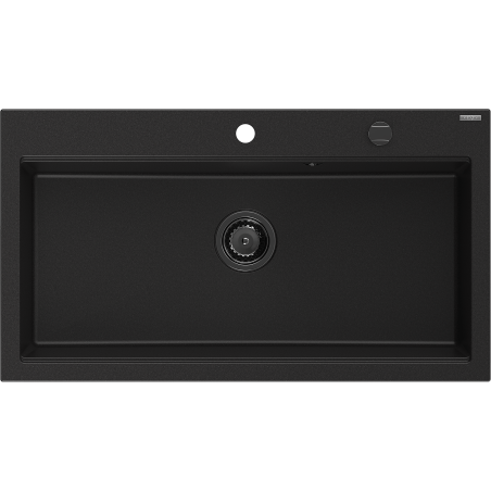 Mexen Slido granite single-bowl sink 900 x 500 mm, black, black siphon - 6528901005-77-B