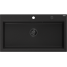 Mexen Slido granite single-bowl sink 900 x 500 mm, black, black siphon - 6528901005-77-B