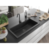 Mexen Slido granite single-bowl sink 900 x 500 mm, black, black siphon - 6528901005-77-B
