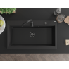 Mexen Slido granite single-bowl sink 900 x 500 mm, black, black siphon - 6528901005-77-B