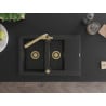 Mexen Gaspar granite sink 1.5-bowl with drainer and Duero kitchen faucet, black - 6507-77-671600-50