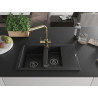 Mexen Gaspar granite sink 1.5-bowl with drainer and kitchen faucet Duero, black - 6507-77-671600-50-B