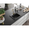 Mexen Milo 1-bowl granite sink with Telma kitchen faucet, black - 6505-77-670200-50-B
