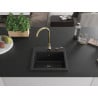 Mexen Milo 1-bowl granite sink with Telma kitchen faucet, black - 6505-77-670200-50-B