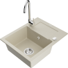 Mexen Enzo granite sink 1-bowl with drainer and kitchen faucet Telma, beige - 6506-69-670200-00