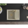 Mexen Enzo 1-compartment granite sink with a drip tray and kitchen mixer tap Telma, Beige - 6506-69-670200-50