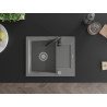 Mexen Enzo granite sink 1-chamber with drainer and kitchen faucet Telma, gray - 6506-71-670200-70