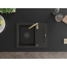 Mexen Enzo 1-bowl granite sink with drainer and Telma kitchen faucet, black/gold - 6506-75-670200-50-B